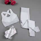 Textured Leggings & Sports Bra Activewear Set