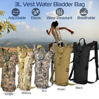 iMounTEK Tactical Hydration Pack 3L Water Bladder Adjustable Water Drink Backpack for Hiking Cycling Climbing Running