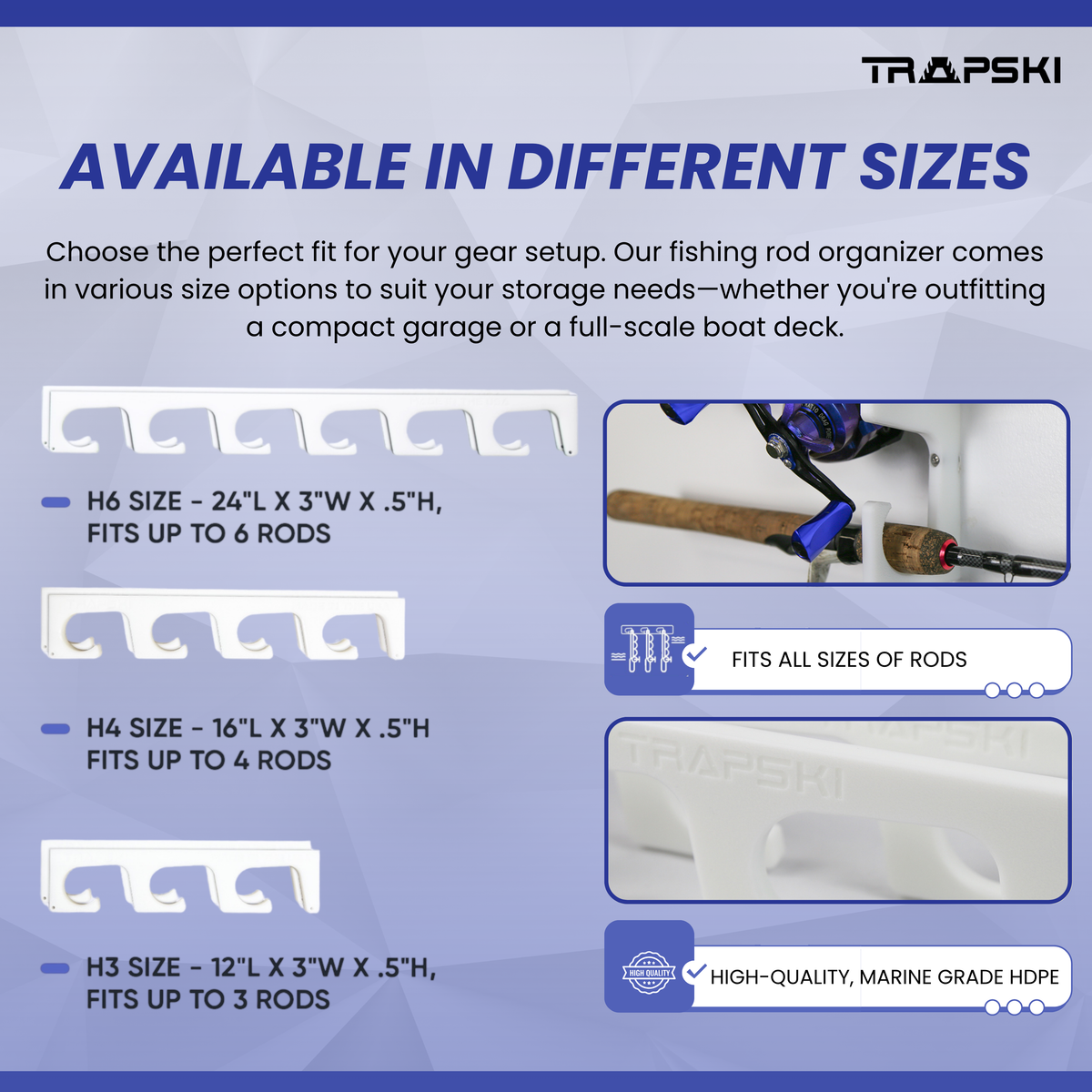 Made in the USA Fishing Rod Rack | Wall or Ceiling Mounted