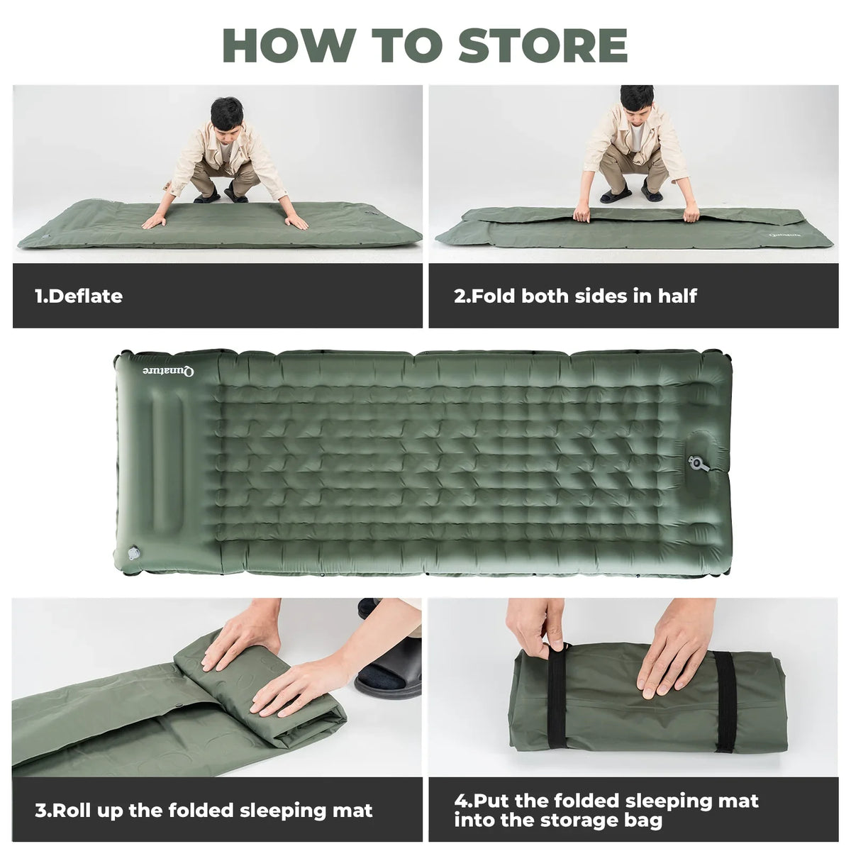 Ultra-Light Inflatable Sleeping Pad with Built-in Pillow for Outdoor Camping