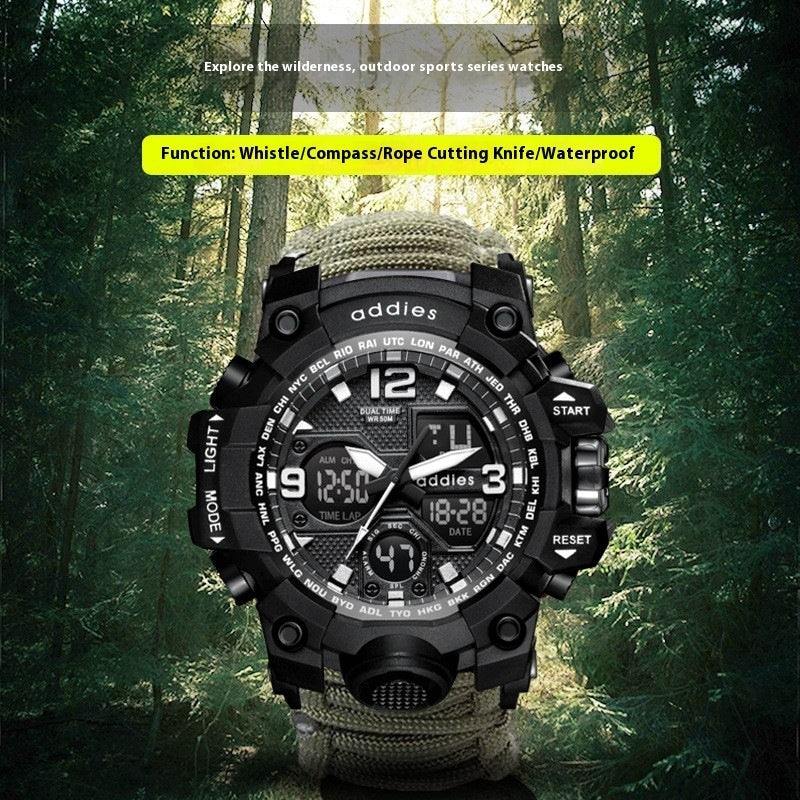 Military Survival  Men Watch With Compass/whistle /scraper/Waterproof 30M Outdoor Men Sports G Style -Shock Watch Relogio Masculino