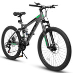 24" TrailX Adult Mountain Bike | 21-Speed Full Suspension (Gray)