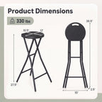 27.5" Folding Bar Stool with HDPE Seat and Carry Handle