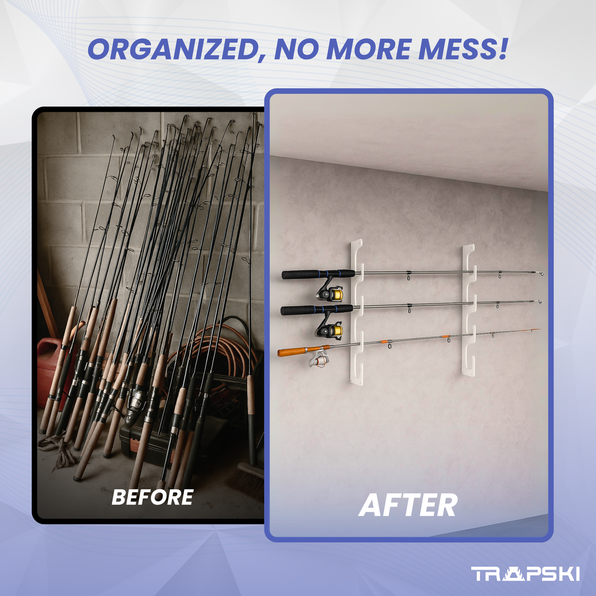 Made in the USA Fishing Rod Rack | Wall or Ceiling Mounted