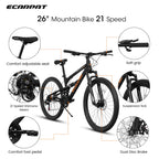 26" RidgeLine Adult Mountain Bike | 21-Speed Hardtail (Black-Orange)