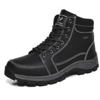 Brown Winter Mens Snow Boots Warm Plush Boots Waterproof Leather Ankle Boots Fashion Outdoor Non-slip Men's Hiking Boots Winter Ankle Snow Hiking Boots Warm Water Resistant Sport Shoes