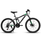 24" TrailX Adult Mountain Bike | 21-Speed Full Suspension (Gray)