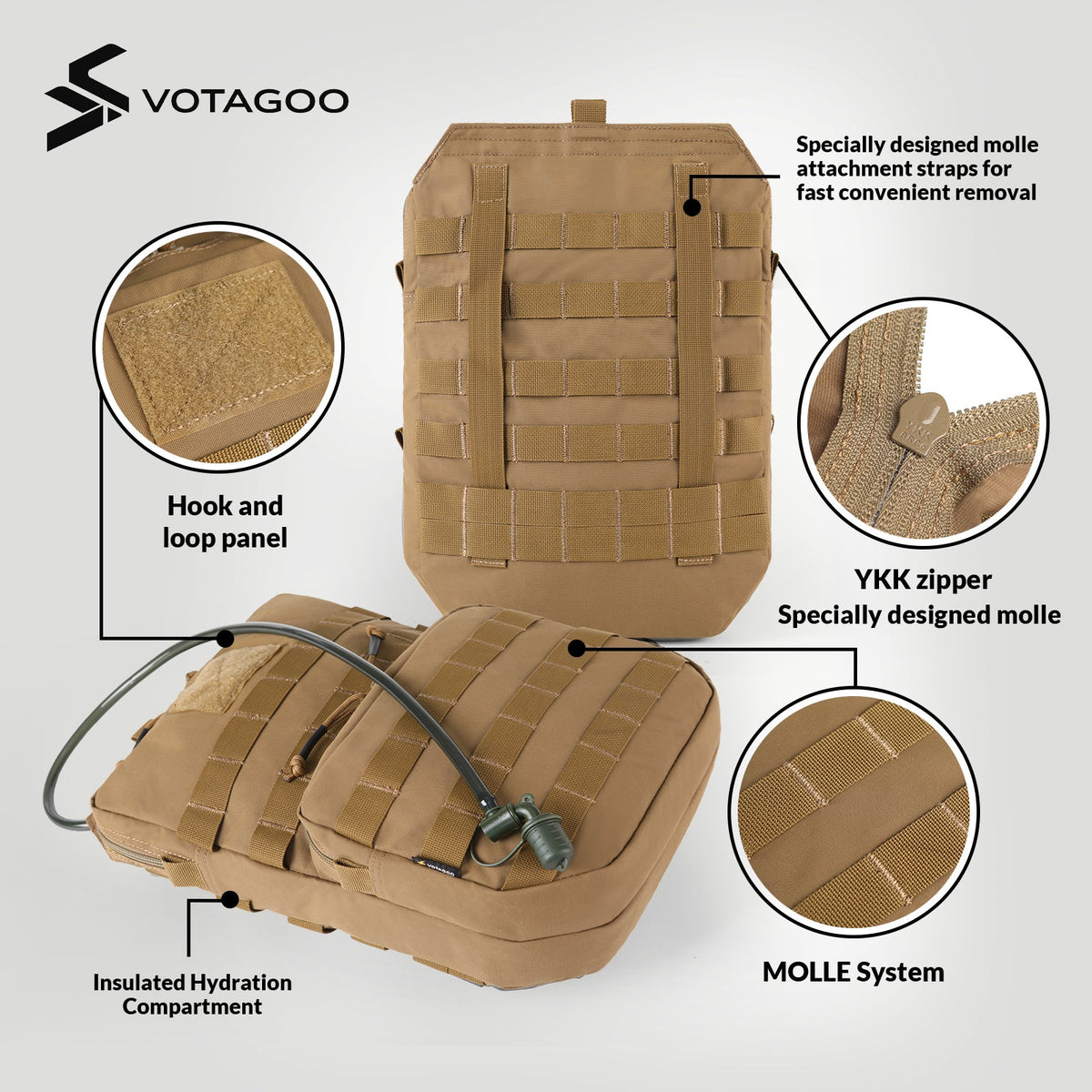 VOTAGOO® Tactical Molle Hydration Pack 3L
