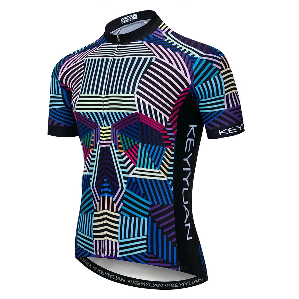 KEYIYUAN New Skull Series Men Bike Jersey Short Sleeve MTB Cycling Shirt Road Mountain Bicycle Clothing Tops Wielerkleding Heren