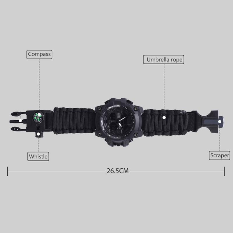 Military Survival  Men Watch With Compass/whistle /scraper/Waterproof 30M Outdoor Men Sports G Style -Shock Watch Relogio Masculino