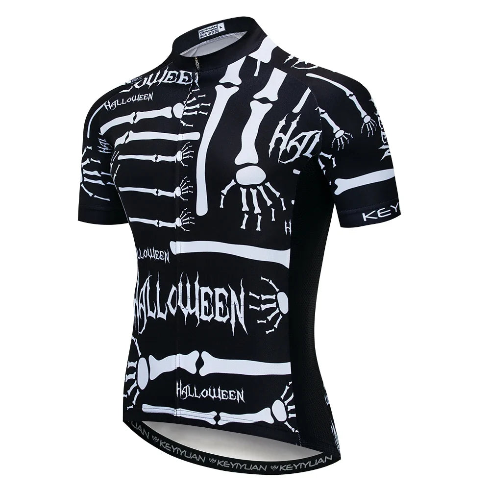 KEYIYUAN New Skull Series Men Bike Jersey Short Sleeve MTB Cycling Shirt Road Mountain Bicycle Clothing Tops Wielerkleding Heren