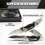 Premium Utility Knife, Folding Pocket Knife Combo, Box Cutter, Heavy Duty Dual Blades W/Belt Clip Gift Set for Dad Carpenter or Construction Worker
