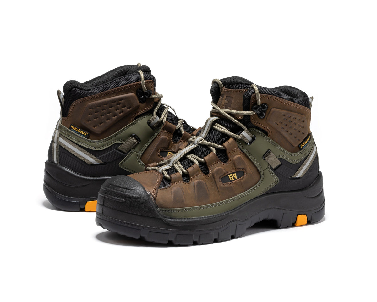 ROCKROOSTER Woodland Brown 6 inch Composite Toe Waterproof Leather Work Boots AK661