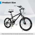Kids Mountain Bike 20 24 Inch Child Bicycle for Boys Girls Aged 8+ Years Old Black