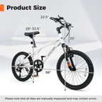 Kids Mountain Bike 20 24 Inch Child Bicycle for Boys Girls Aged 8+ Years Old White