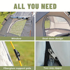 3-4 Person Instant Pop Up Camping Tent Waterproof Quick Setup Outdoor Portable