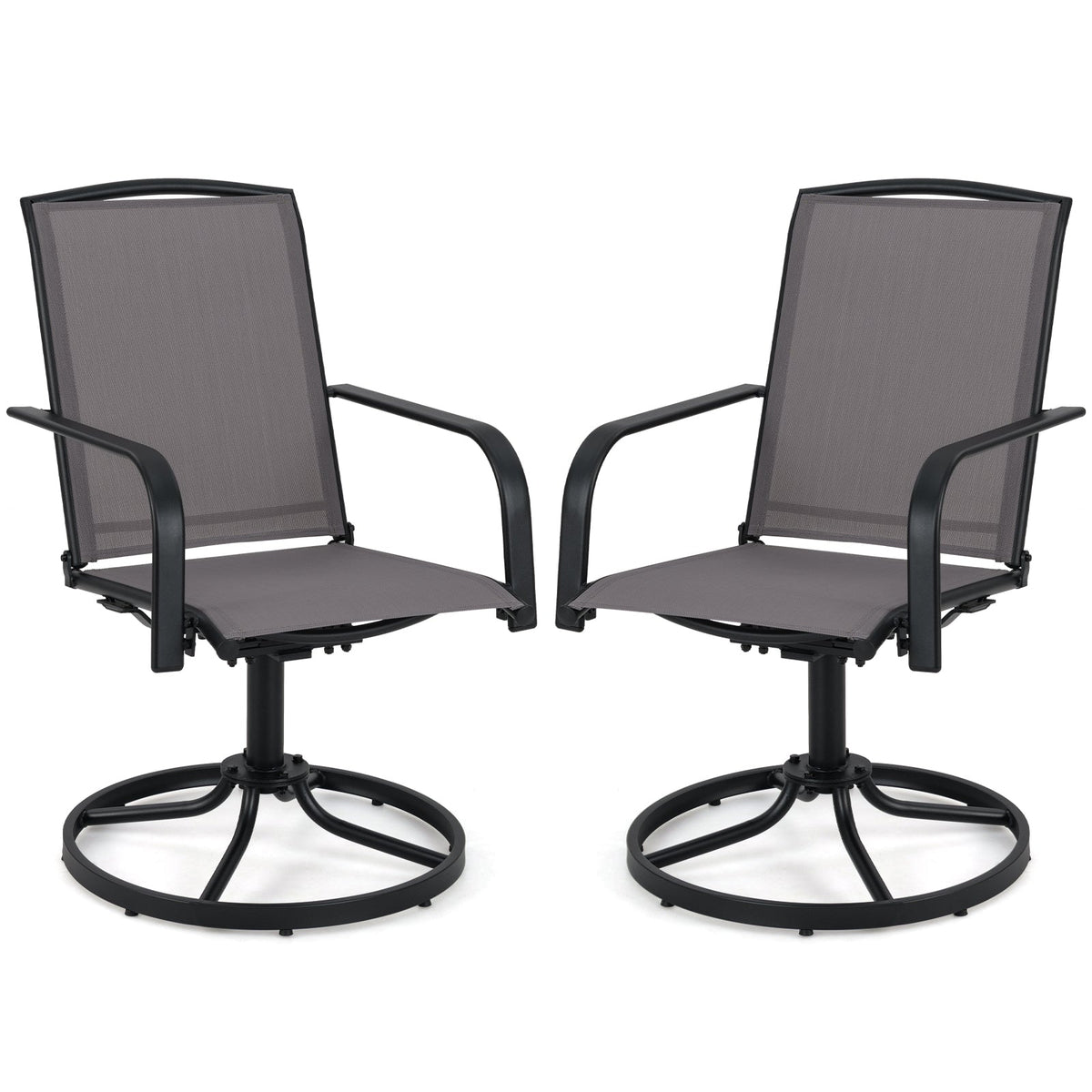 Outdoor Swivel Chairs Set of 2 with High Back and Breathable Seat