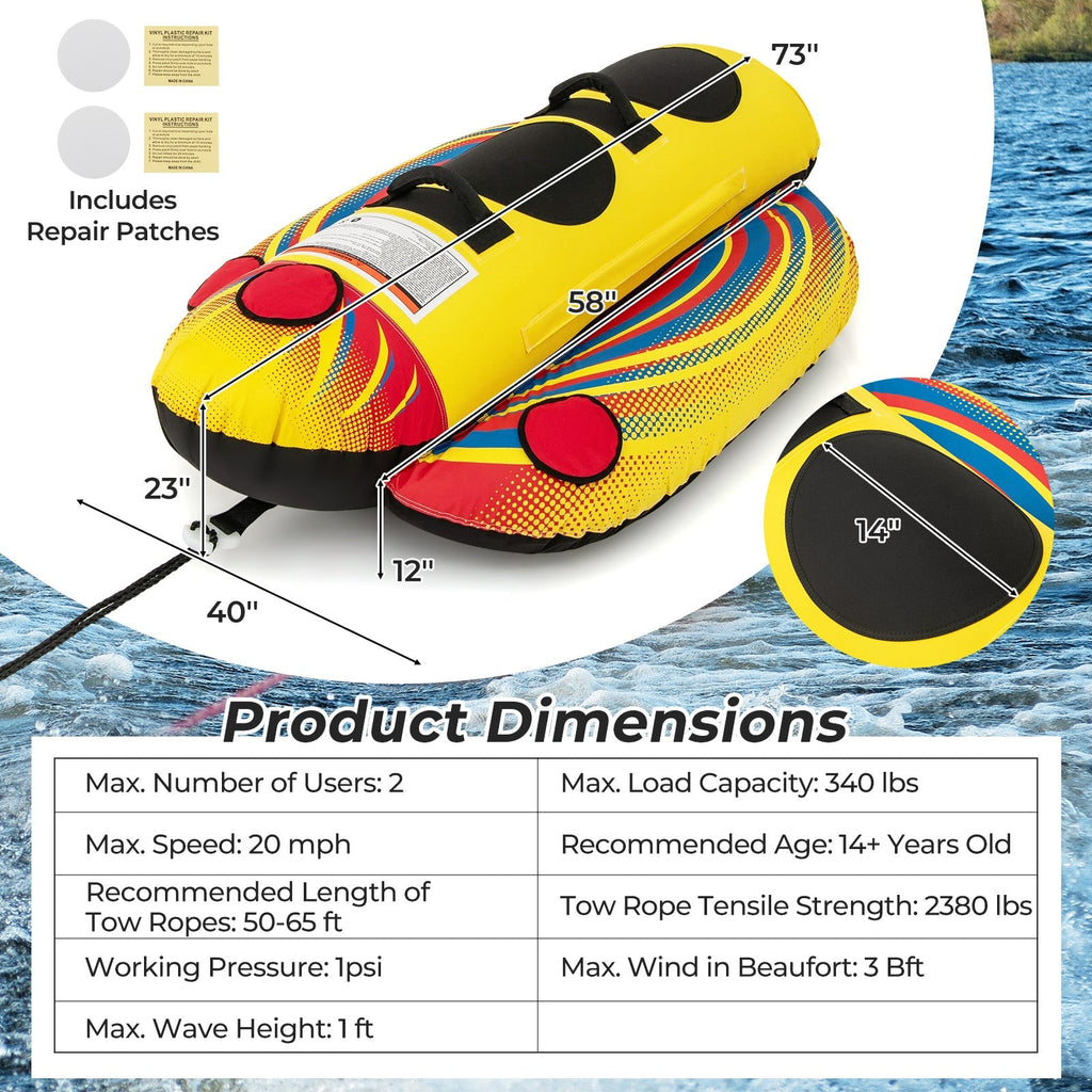 1 or 2 Person Inflatable Towable Tube Banana Boat for Boating