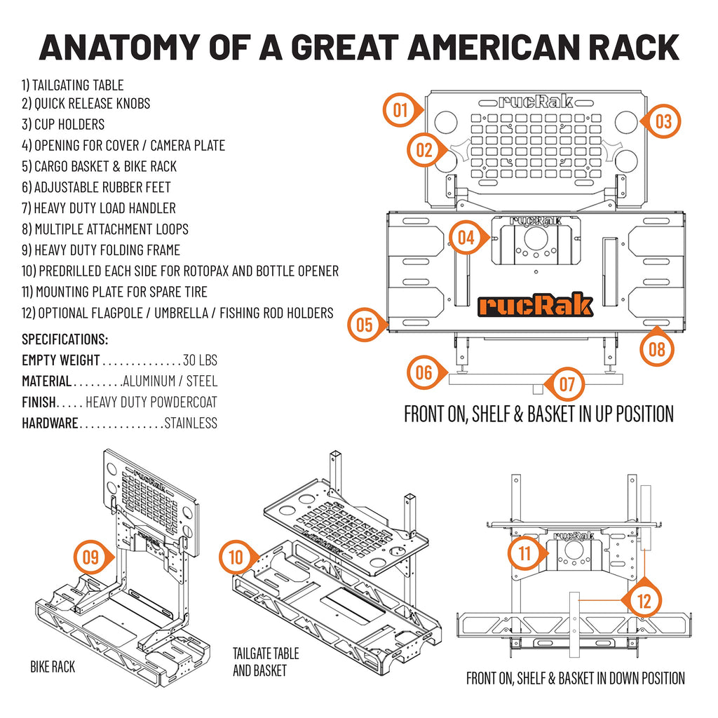 Ford Bronco Raptor (2022+) Swing-Away Cargo Rack & Bike Carrier | rucRak Grunt