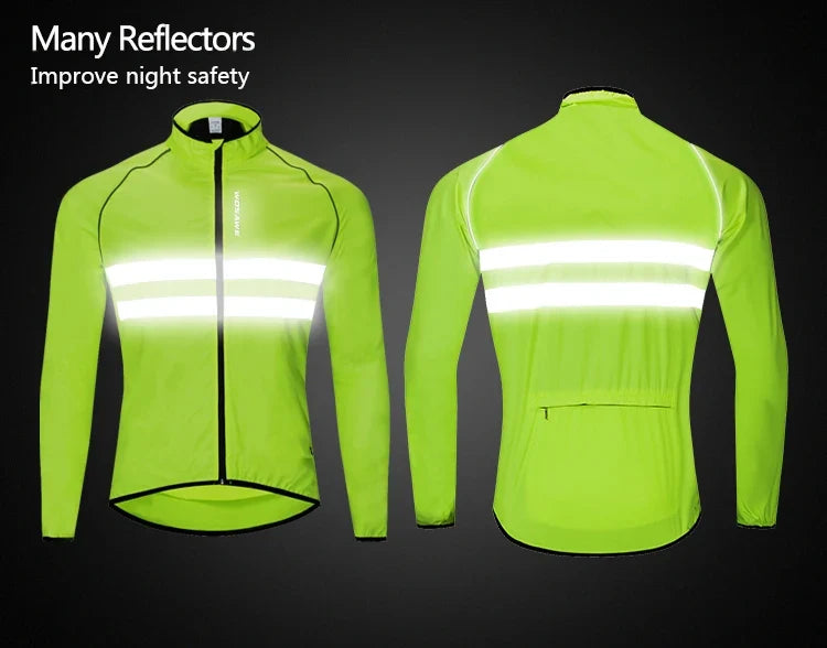 WOSAWE Men Cycling Windbreaker MTB Bicycle Long Sleeve Coat Water Resistant Outdoor Sport Jersey Bike Jacket Cycling Clothing