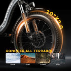 Cybervelo 1000W Foldable Fat Tire E-Bike 48V 20.8Ah Mars700