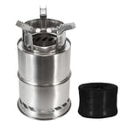 Outdoor Camping Portable Wood Stove Stainless Steel Double-Layer Heat-Concentrating Split Stackable Picnic Backpack Stove