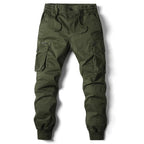 New Cotton Men’s Cargo Pants in Khaki, Black, Army, and Light Gray. Casual Tactical Joggers with Multi-Pockets for Fashion and Work Wear.