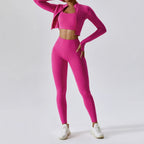Women's 3-Piece Activewear Set – Sports Bra, Leggings & Long-Sleeve Top