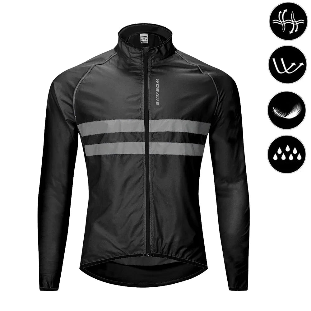 WOSAWE Men Cycling Windbreaker MTB Bicycle Long Sleeve Coat Water Resistant Outdoor Sport Jersey Bike Jacket Cycling Clothing