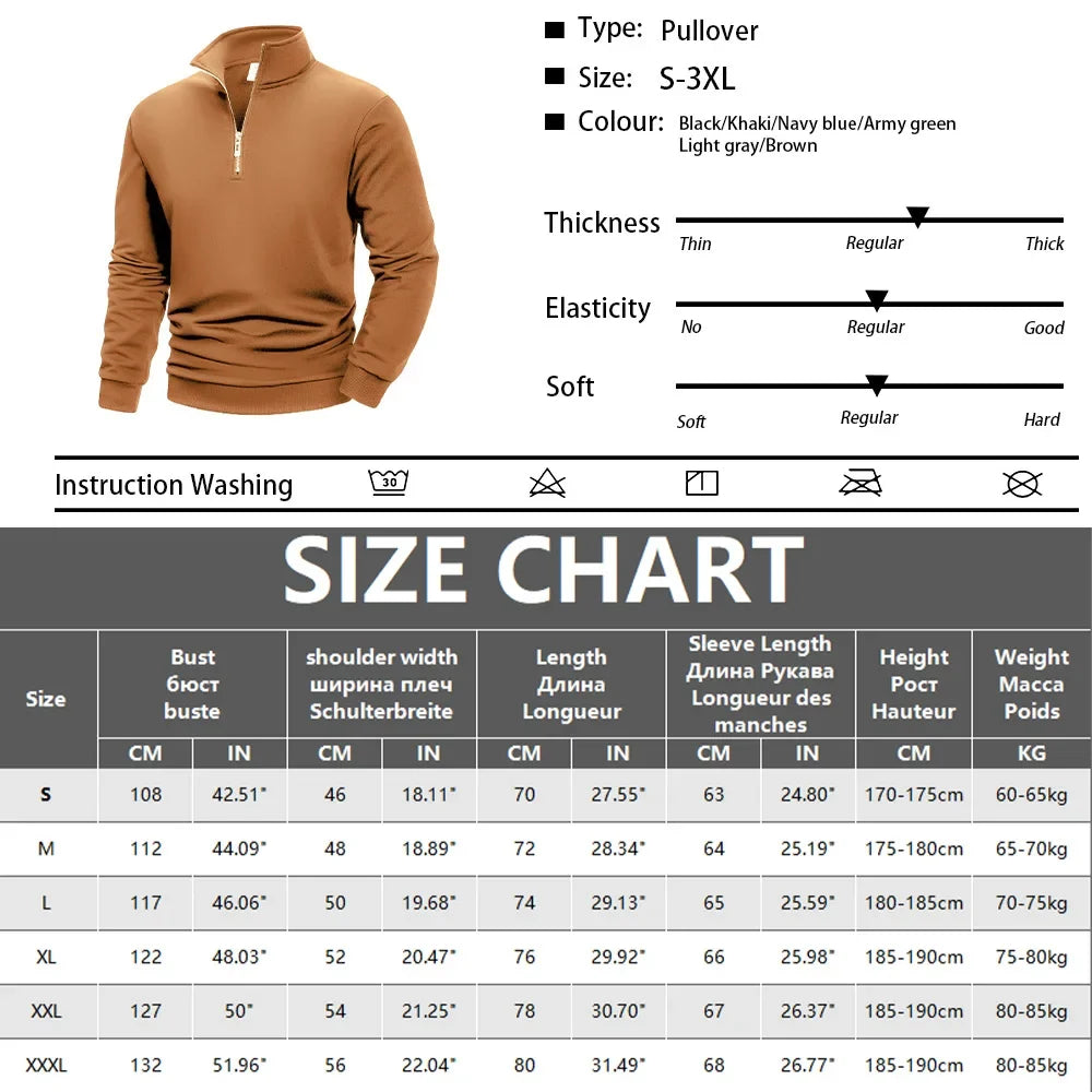 Men's Warm Sweatshirts Breathable Casual Sports Hiking Turtleneck Pullover Tops Men's Outdoor Mock Neck Tops Streetwear