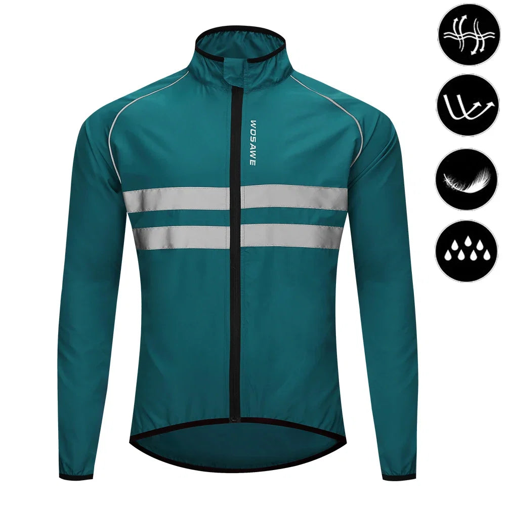 WOSAWE Men Cycling Windbreaker MTB Bicycle Long Sleeve Coat Water Resistant Outdoor Sport Jersey Bike Jacket Cycling Clothing