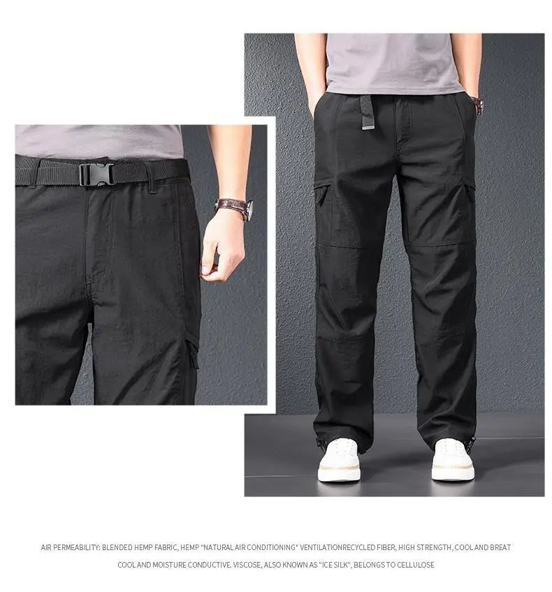 Men’s 2026 Ice Silk Quick Dry Hiking & Travel Pants – Lightweight Outdoor Casual Summer Wear