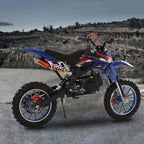 49cc 2-Stroke Dirt Bike, Gas Power Motocross, Off Road Mini Motorcycle with Front Rear Disc Brakes, Max Speed 40KM/H (Blue)