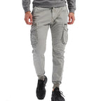 New Cotton Men’s Cargo Pants in Khaki, Black, Army, and Light Gray. Casual Tactical Joggers with Multi-Pockets for Fashion and Work Wear.