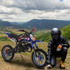 49cc 2-Stroke Dirt Bike, Gas Power Motocross, Off Road Mini Motorcycle with Front Rear Disc Brakes, Max Speed 40KM/H (Blue)
