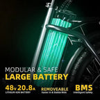 Cybervelo 1000W Foldable Fat Tire E-Bike 48V 20.8Ah Mars700