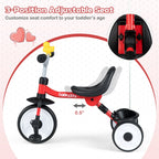 Toddler Tricycle with 3-Position Seat and Storage Basket for Kids