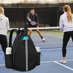 Pickleball Sling Bag for Men Women Waterproof Badminton Tennis Backpack with Wet Pocket Hidden Fence Hook Machine Washable