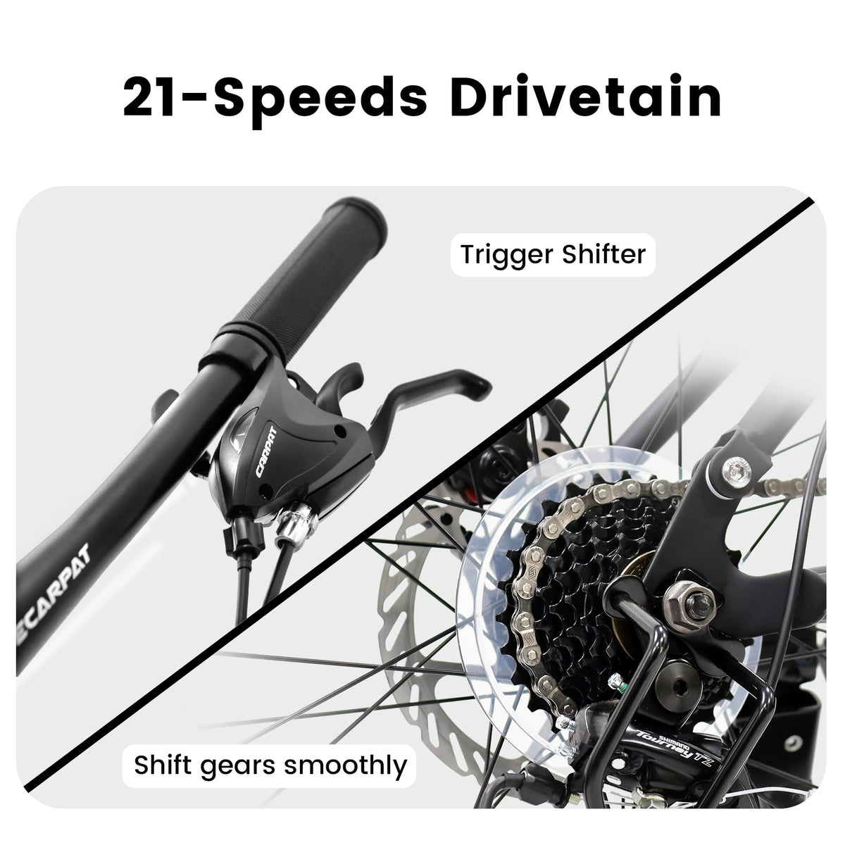 24" TrailX Adult Mountain Bike | 21-Speed Full Suspension (Gray)