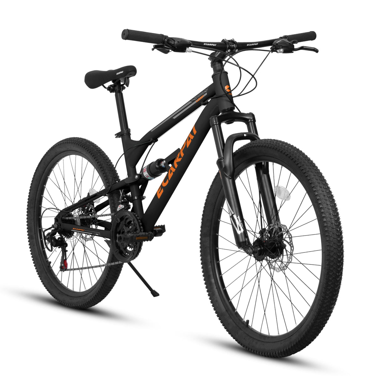 26" RidgeLine Adult Mountain Bike | 21-Speed Hardtail (Black-Orange)