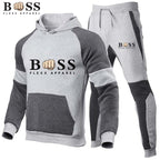 Cross-Border Men's Fleece Hooded Tracksuit Set | For Autumn & Winter - # BOAA13310007
