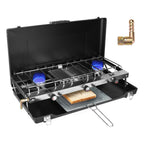 3-Burner Portable Propane Camping Stove with Windshield & Toast Tray