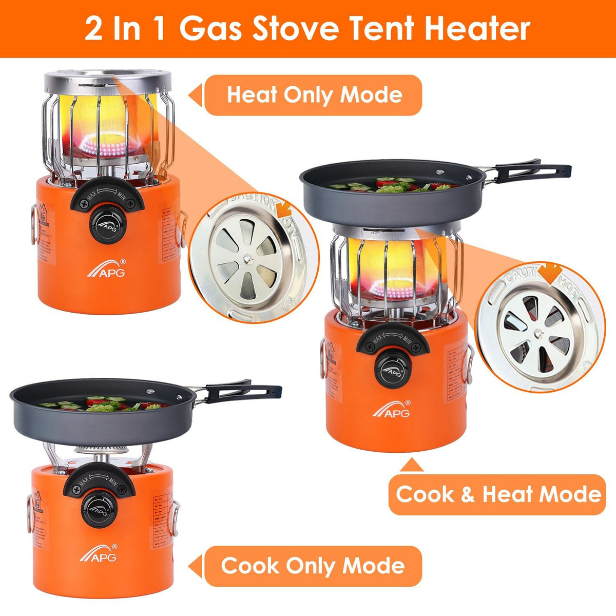 2000W 2-in-1 Gas Tent Heater and Camping Stove