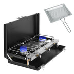 3-Burner Portable Propane Camping Stove with Windshield & Toast Tray
