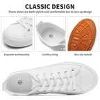 FRACORA Women's PU Leather Tennis Shoes Low Top lace up Casual Shoes Comfortable Fashion Sneaker 8 White - # GIAA73710002