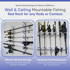 Made in the USA Premium Fishing Rod Racks | Wall or Ceiling or Boat Mounted