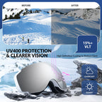 Anti-Fog Ski Goggles UV400 Protection Double-Layer Lenses for Clear View
