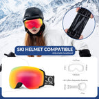 Anti-Fog Ski Goggles UV400 Protection Double-Layer Lenses for Clear View