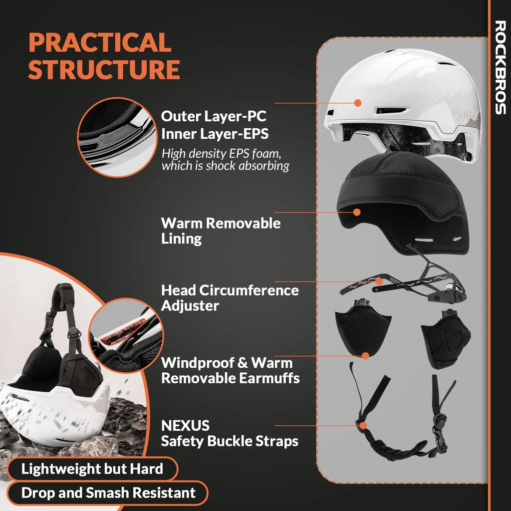 Ski Helmet with Adjustable Ventilation and Detachable Liner for Winter Sports