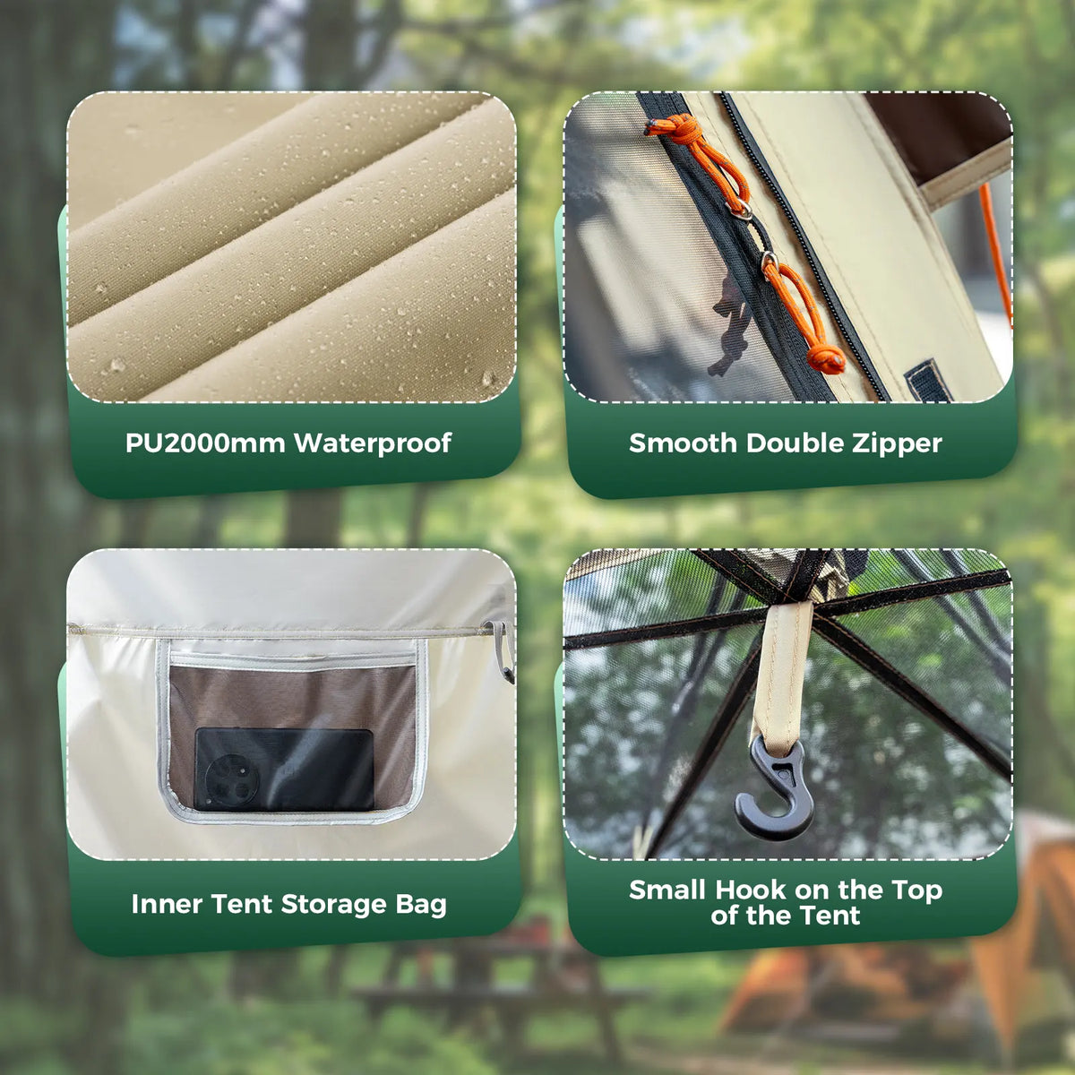 Quick Setup Hexagonal Tent UPF50+ Waterproof Lightweight